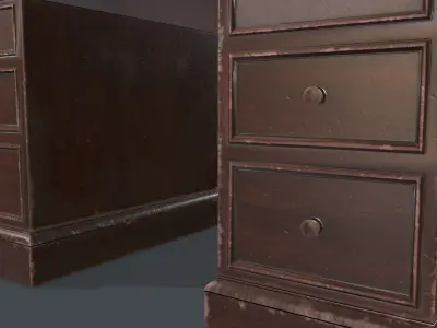 Old Vintage Desk Low-poly 3D model