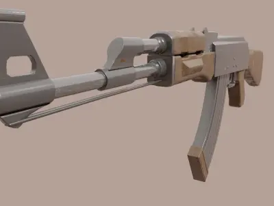 AK  Weapon Model with Rigged Arms Free 3D model