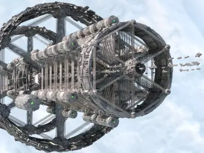 Cargo Space Station Low-poly 3D model