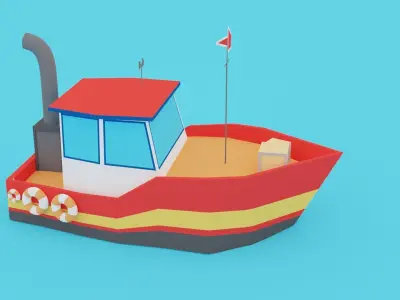POLYGRUNT - Low Poly Boat or  Water Craft  or Sea Vehicle  Free low-poly 3D model