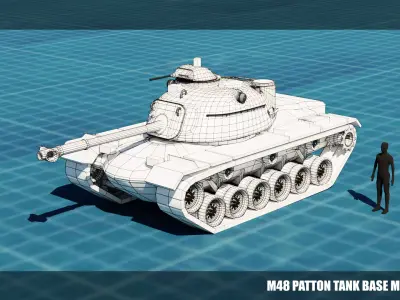 M48 Patton TANK BASE MESH Low-poly 3D model