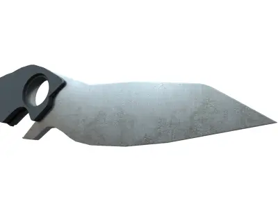 Tactical knife with textured blade Low-poly 3D model