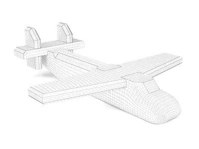 Wooden toy floatplane 03 3D model