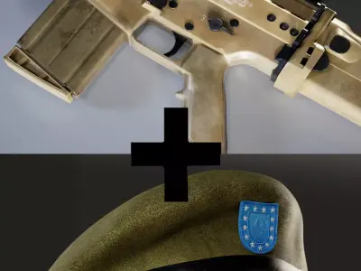 SCAR H and Green Beret Collection Low-poly 3D model