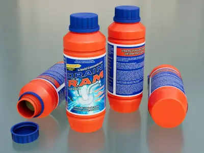 Drain Cleaner Bottle Low poly 3d model  Low-poly 3D model