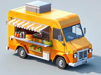 LowPoly Food Truck 3D Model Low-poly 3D model