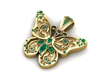 Butterfly Pendant 3D Printable Model 3D print model