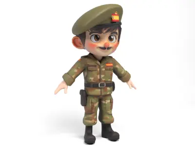 Spanish soldier cartoon Low-poly 3D model