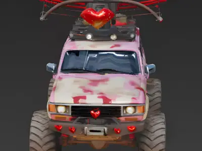 Gift Wrapped Ribbon SUV 3D Model Low-poly 3D model