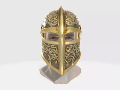 Medieval Knight Helmet Low-poly 3D model