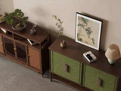 Chinese - style entrance cabinets 3D model