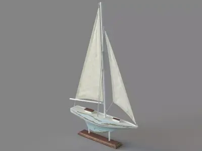 Deco 79 Coastal Wood Sail Boat Sculpture 3D model