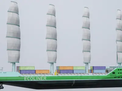 Futuristic Ship Sail Powered Green Ecoliner PBR 3D model