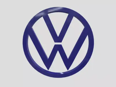 Volkswagen car 3D Logo Design Realistic Red  3D model Low-poly 3D model