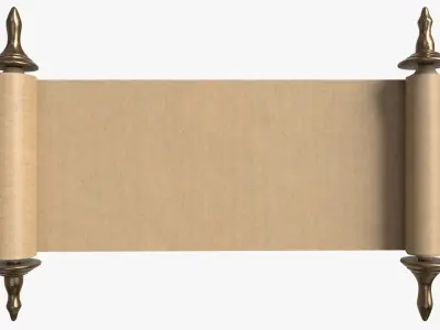 Ancient Scroll With Metal Rods blank 02 3D model