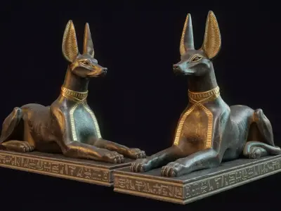 Anubis Statue - Ancient Egyptian Guardian of the Dead Low-poly 3D model