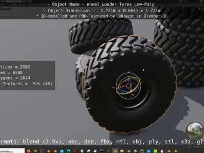 Wheel Loader Tyres High and Low-Poly Version 3D Model Pack