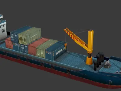 Cargo Ship - low poly Low-poly 3D model