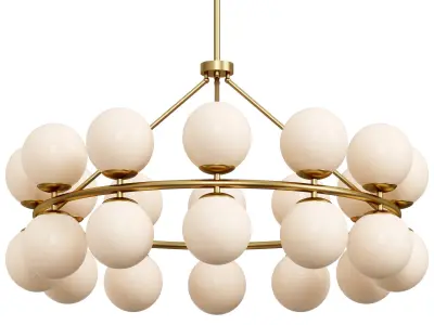 Antique Brass White Glass Chandelier  3D model