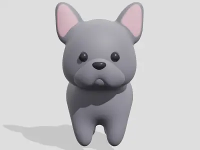 Cute little dog French Bulldog  3D model