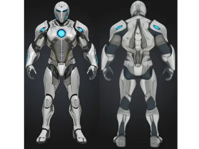 Futuristic Robot Android Low-poly 3D model