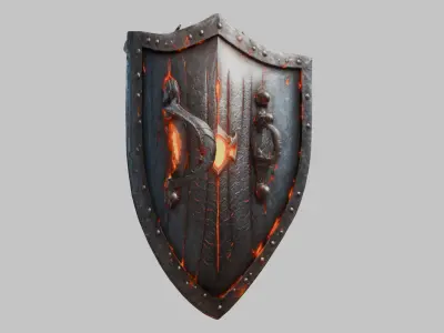 Medieval Armor Dragon SHield Fantasy Steel Low-poly 3D model