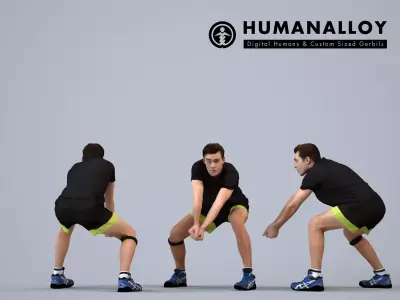 00510Gael008 - Adult Caucasian man crouching in athletic 3D model