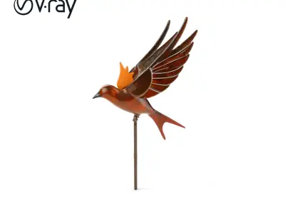 Metal Bird Sculpture Model Pack for D Environments Low-poly 3D model