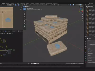 Cement Bag bulk stack for construction on pallets Low-poly 3D model