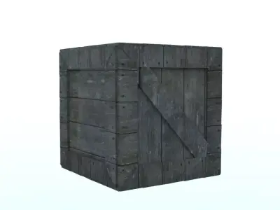 wooden box Low-poly 3D model 6