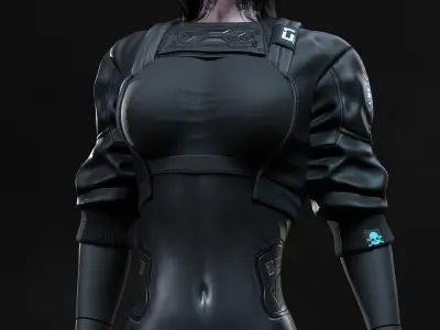 Cyberpunk Girl 3 - Game - Ready   Low-poly 3D model