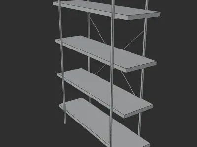 Industrial Bookcase Open Etagere Book Shelf 4 Shelves 3D model