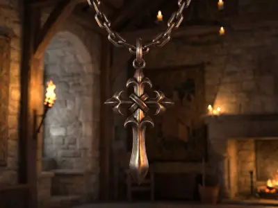 Gothic Santiago Sword Cross of Saint James Amulet 3D print model