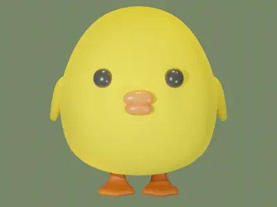 Rigged Duck Cartoon Character Low-poly 3D model