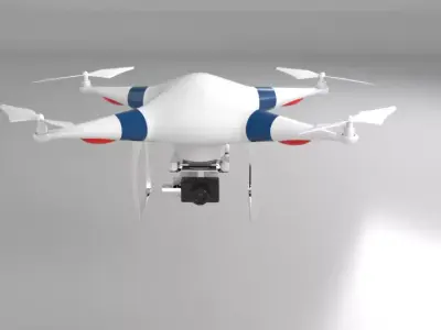 Drone flying in air Low-poly 3D model