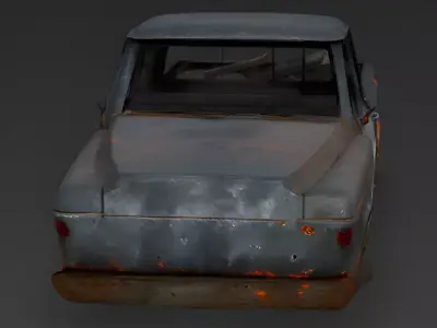 Burnt-Out Pickup Truck 3D Model Low-poly 3D model
