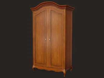 Wardrobe - PBR Game Ready wooden Low-poly 3D model