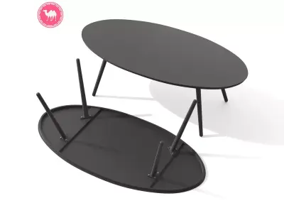 Halden Dark Charcoal Oval Coffee Table Low-poly 3D model