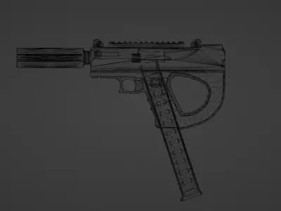 Futuristic SMG Low-poly 3D model
