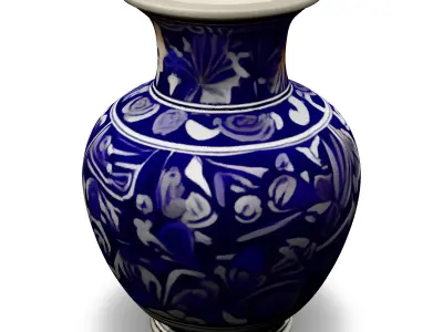 Ornate Blue and White Porcelain Vase Low-poly 3D model