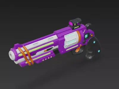 Cartoon Cyber Purple Revolver 3D Model PBR Low-poly 3D model
