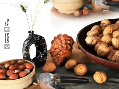 Walnut and Hazelnut Plate 3D model
