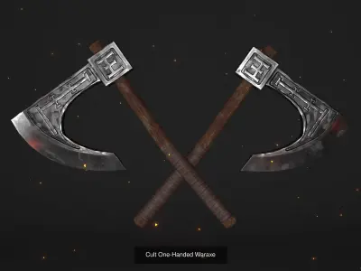 Fantasy Cults Axe Set - Plus Fire Ring 3D Model Collection