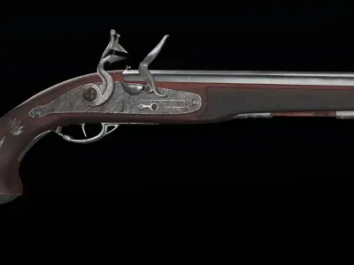 old gun with desk 3D model