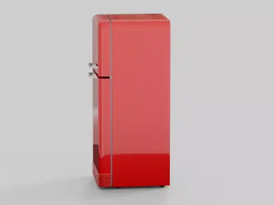 Retro fridge red Low-poly 3D model