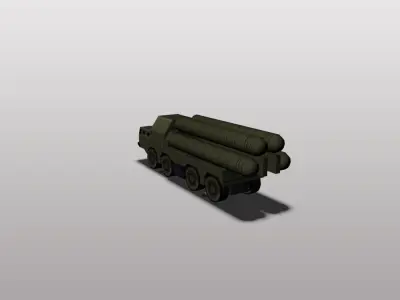 S-300 military vehicle with missiles Low-poly 3D model