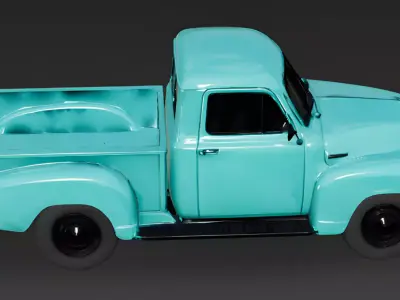 Realistic 1950s Rural Pickup Truck 3D Model Low-poly 3D model