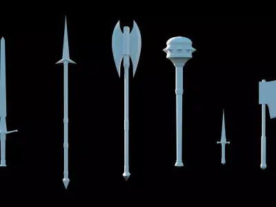 Weapon Collection Pack Medieval Melee Low-poly 3D model