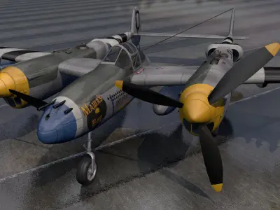Lockheed P-38J Lightning 3D model by chipbasschao