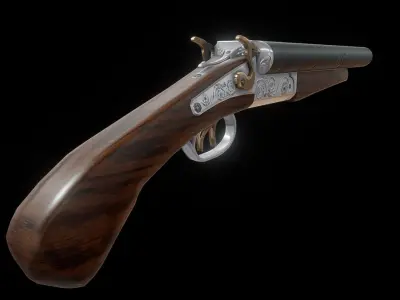 Sawed off double barrel shotgun Low-poly 3D model